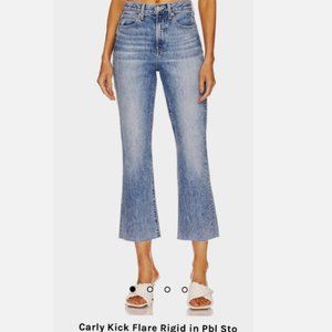 Veronica Beard Carly Super High Waist Raw Hem Ankle Kick Flare Jeans